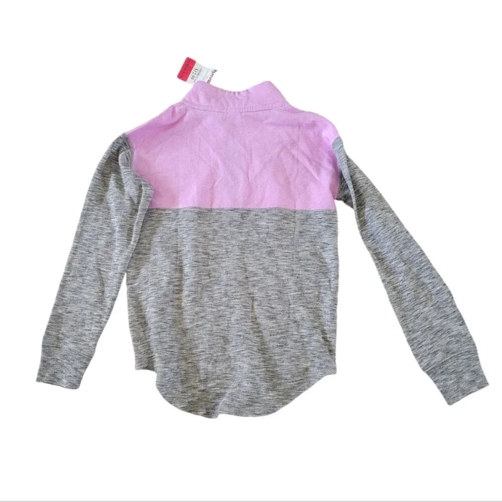 Justice Purple & Gray Gymnast Graphic Quarter Zip Pullover Top Size 8 NWT